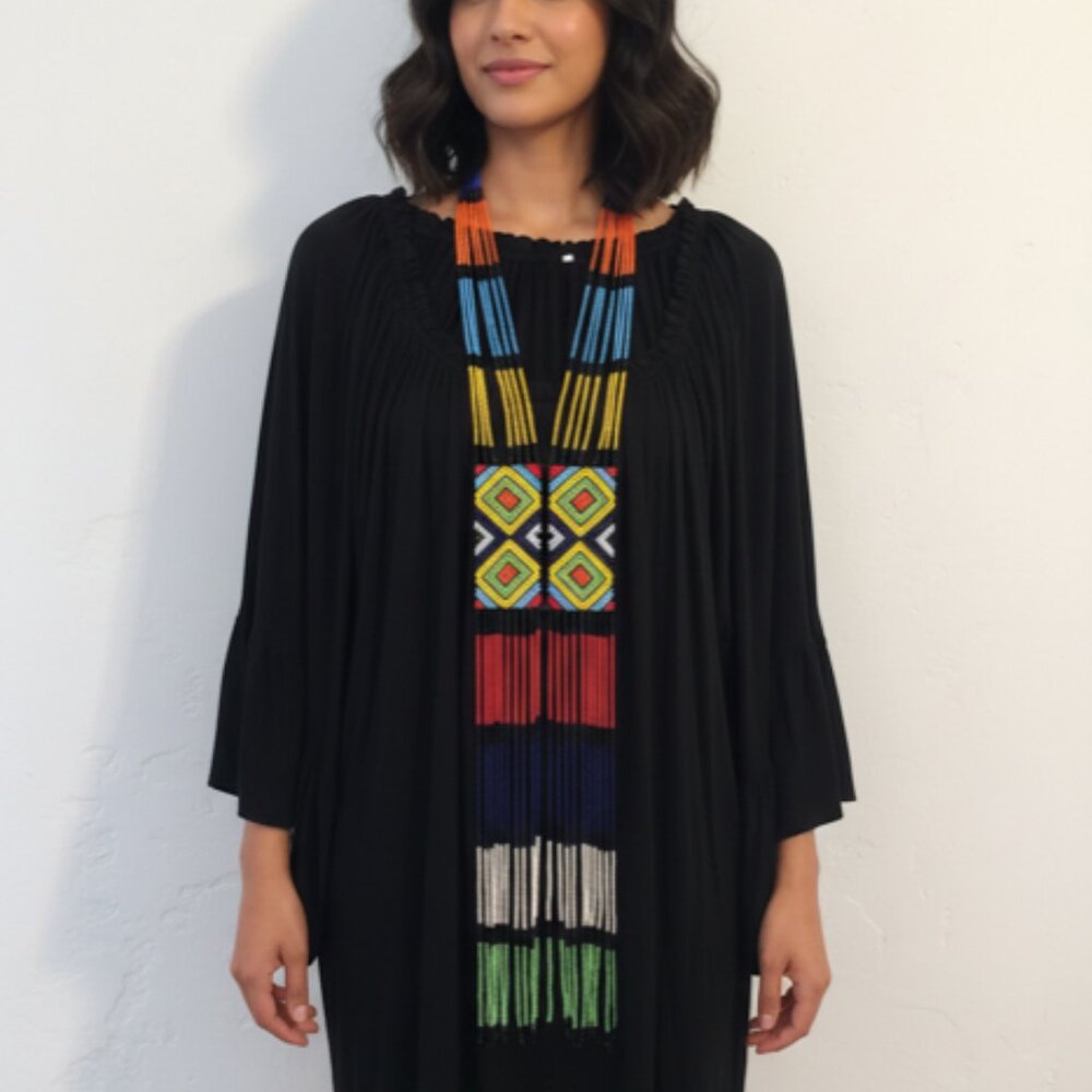 Zulu Ceremonial Necklace Featuring Glass Woven Beads